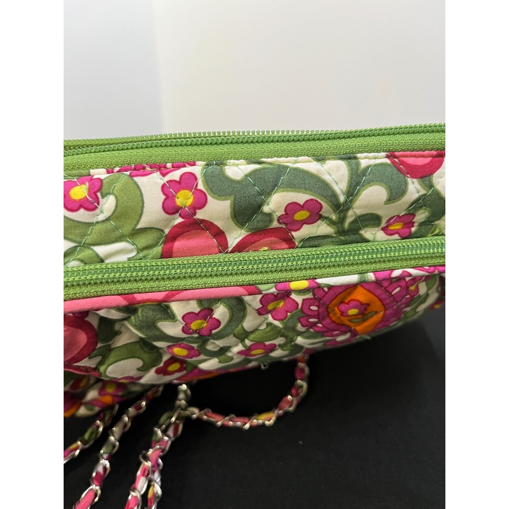 Quilted Floral Paisley Crossbody Bag Pink Green Chain Strap Shoulder Bag - Picture 10 of 11